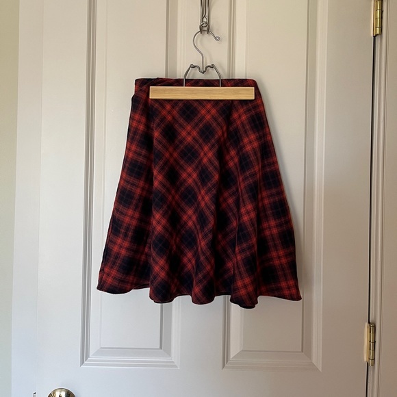 Loft Orange and Navy Plaid Mini Skirt - Picture 2 of 9